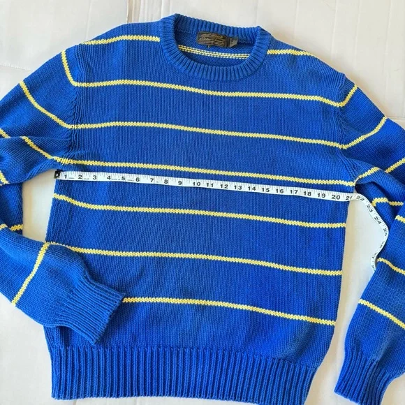 Eddie Bauer Vintage 
Cotton Crew Neck Sweater for Spring
Blue yellow stripes!
L - Picture 5 of 14